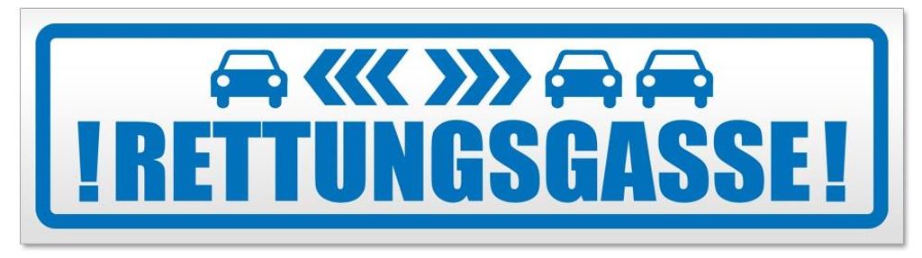 Kiwistar - Autoaufkleber - Blau - 30 x 5,3 cm - Rettungsgasse mit Autos - Hinweis Aufkleber Sticker für Auto, Kfz, Fahrrad, PKW, LKW