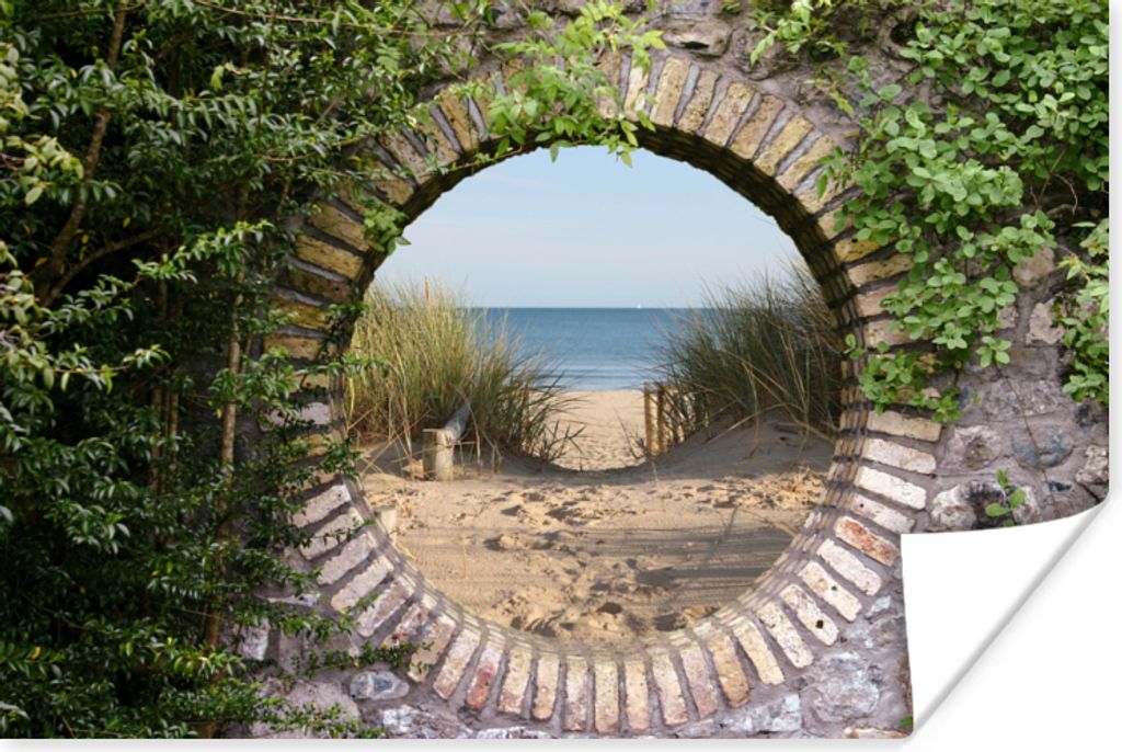 MuchoWow Poster Aussicht - Strand - Düne - Sommer 180x120 cm - Fotoplakat