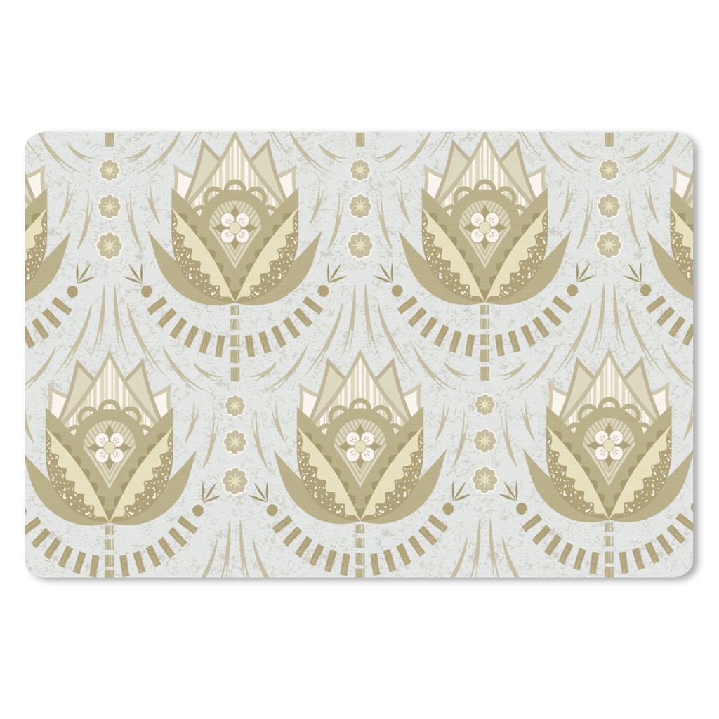 MuchoWow Mauspad Mousepad Blumen - Gold - Muster 27x18 cm - Mousepads - Maus Mat - Pad - Mausunterlage - Büroartikel - Desk Matten