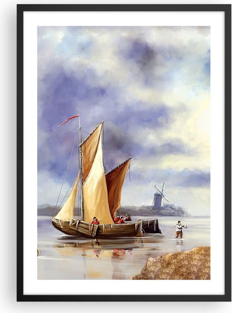 Gerahmtes Poster - Schwarzer Rahmen - Fischer Schiff Fan - 50x70 cm - Wand Bild - Wanddeko - Wandbilder - Kunstposter - Wandposter - Bilderrahmen -...