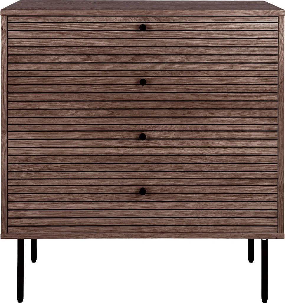 Gagnez de la place avec la commode Kyoto 4 tiroirs en chêne plaqué
