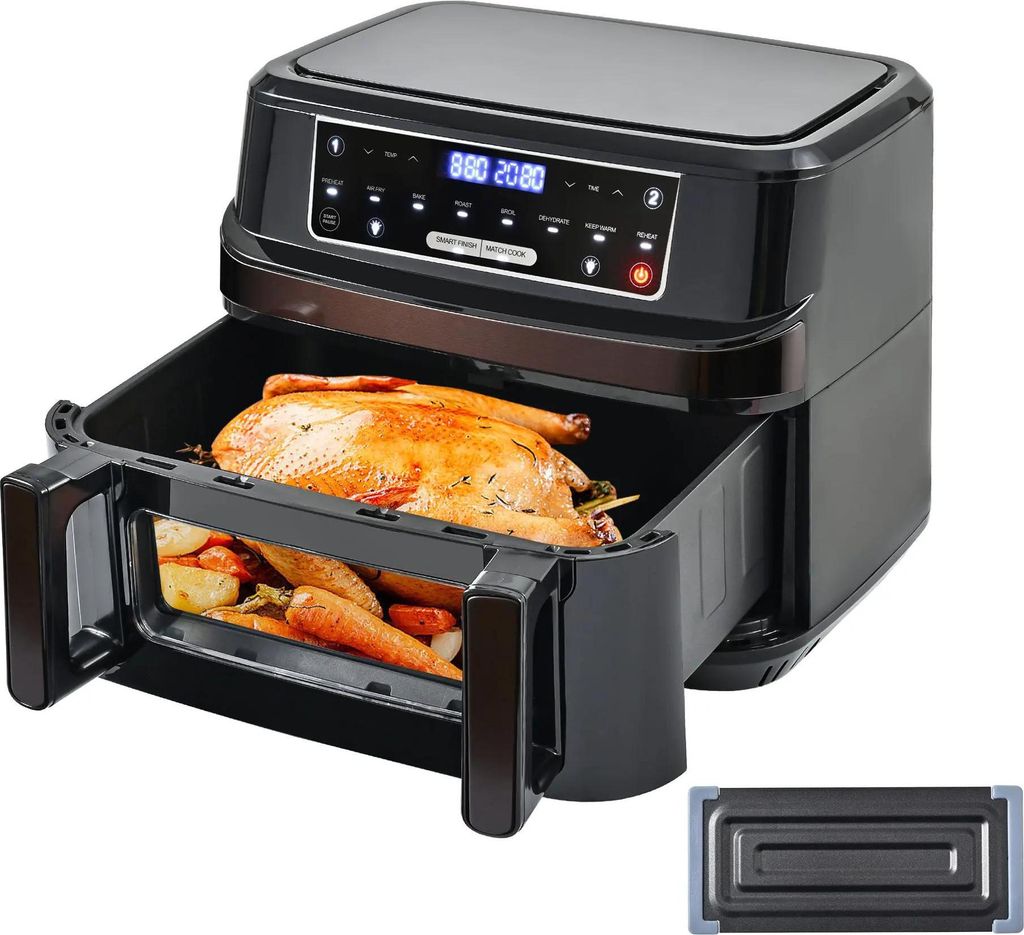 Heißluftfritteuse Airfryer - KDF-5512DTW - 12L XXL - 2000W - Touchscreen 8 Programme - Sichtfenster - 220-240V - Schwarz