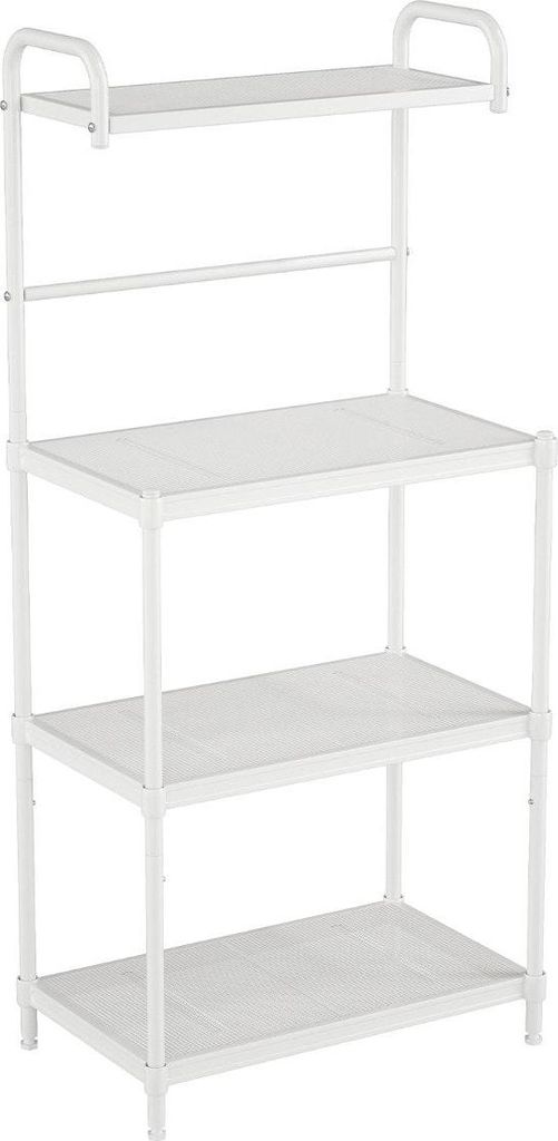 Verstellbares Küchenregal mit 4 Ebenen, 59 x 34 x 136 cm, Weiß