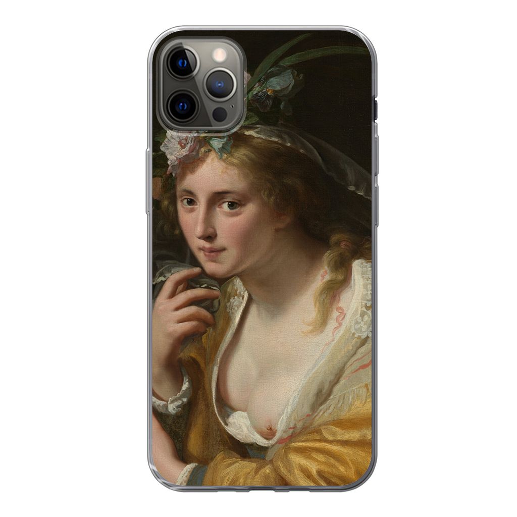 MuchoWow Handyhülle Schutzhülle Hülle für iPhone 12 Pro Max Eine Hirtin - Gemälde von Paulus Moreelse Silikon Softcase Handy Hülle - Hartsc...