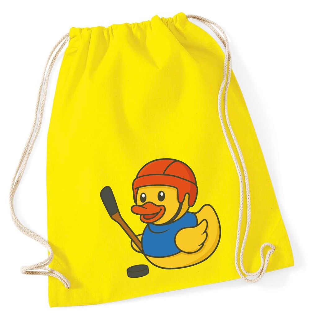 Huuraa Turnbeutel Quietscheente Eishockey Gummiente Hockey 12 Liter Yellow Baumwolle Rucksack Geschenkidee