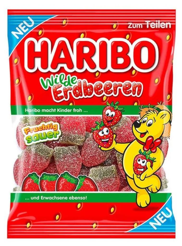 Haribo Wilde Erdbeeren saures Fruchtgummi mit Produktbild 
