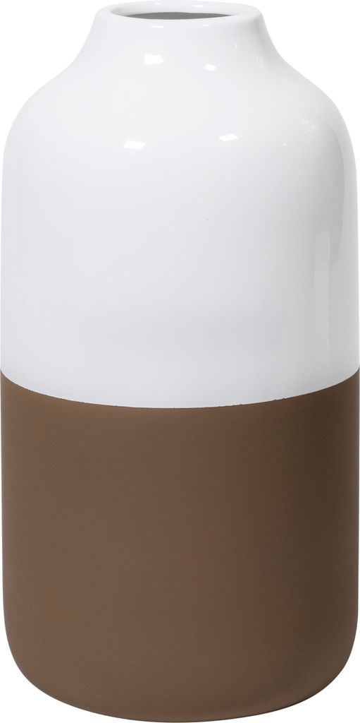 QUVIO Braune Vase – Für Trockenblumen – Dekorationsobjekt – Blumenvase – Designvase – Keramik – Porzellan – 12 x 12 x 23 cm – Brau...