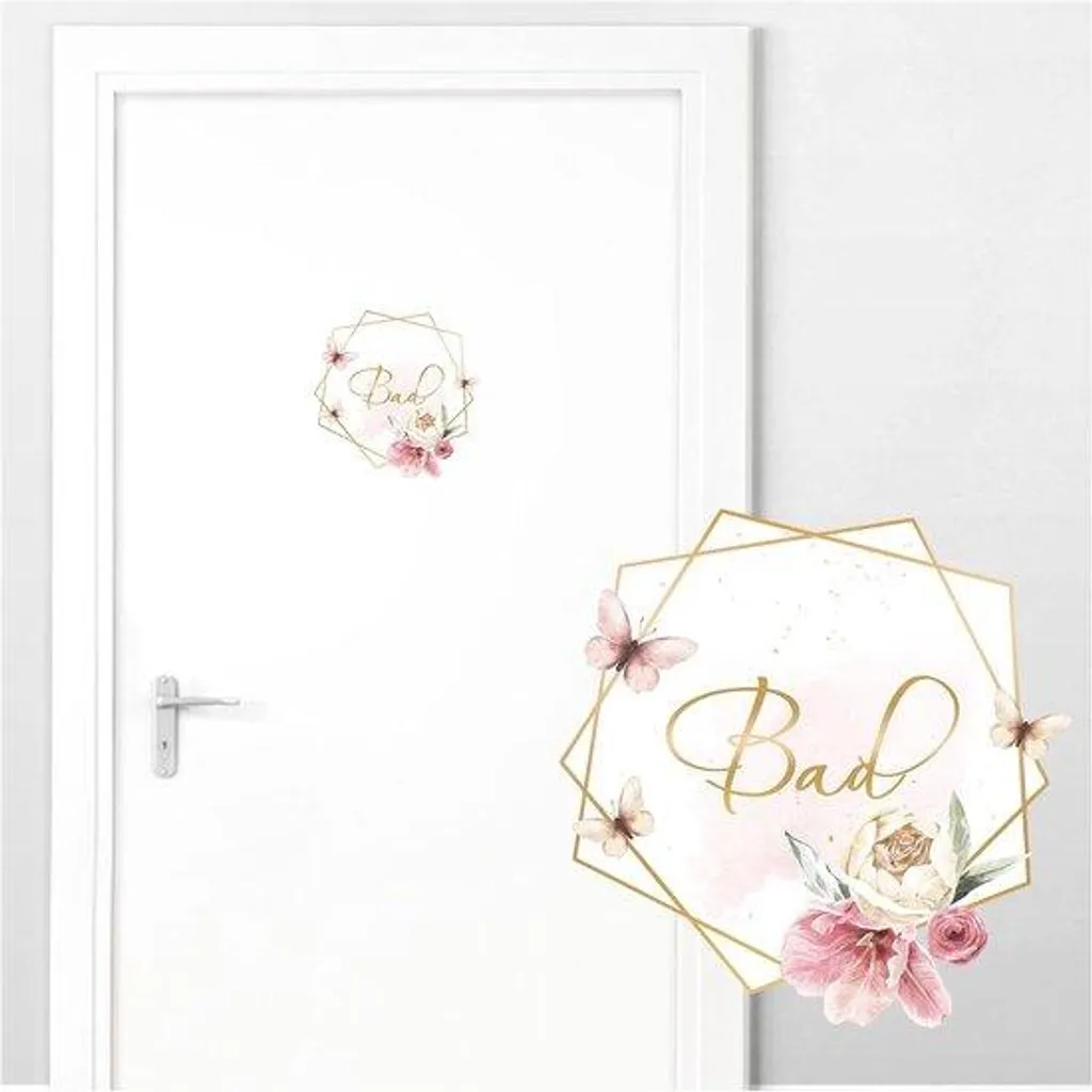 Adhésif étanche Fleurs et Papillons 20 cm pour décoration salle de bain