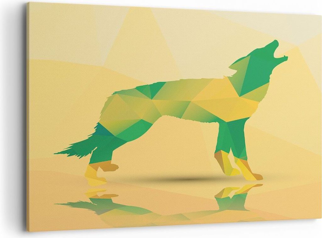 Bild auf Leinwand - Leinwandbild - Wolf modern Grafik - 100x70cm - Wand Bild - Wanddeko - Leinwanddruck - Bilder - Kunstdruck - Wanddekoration - Le...