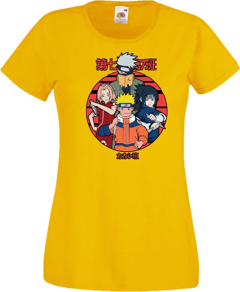 Damen T-Shirt Naruto Team 7 01 Var-031 Team Members, Lady M / Gelb