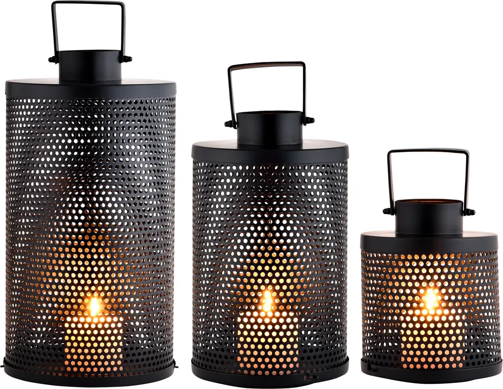 Éclairage d'ambiance Ninda lot de 3 lanternes pour déco intérieure cosy