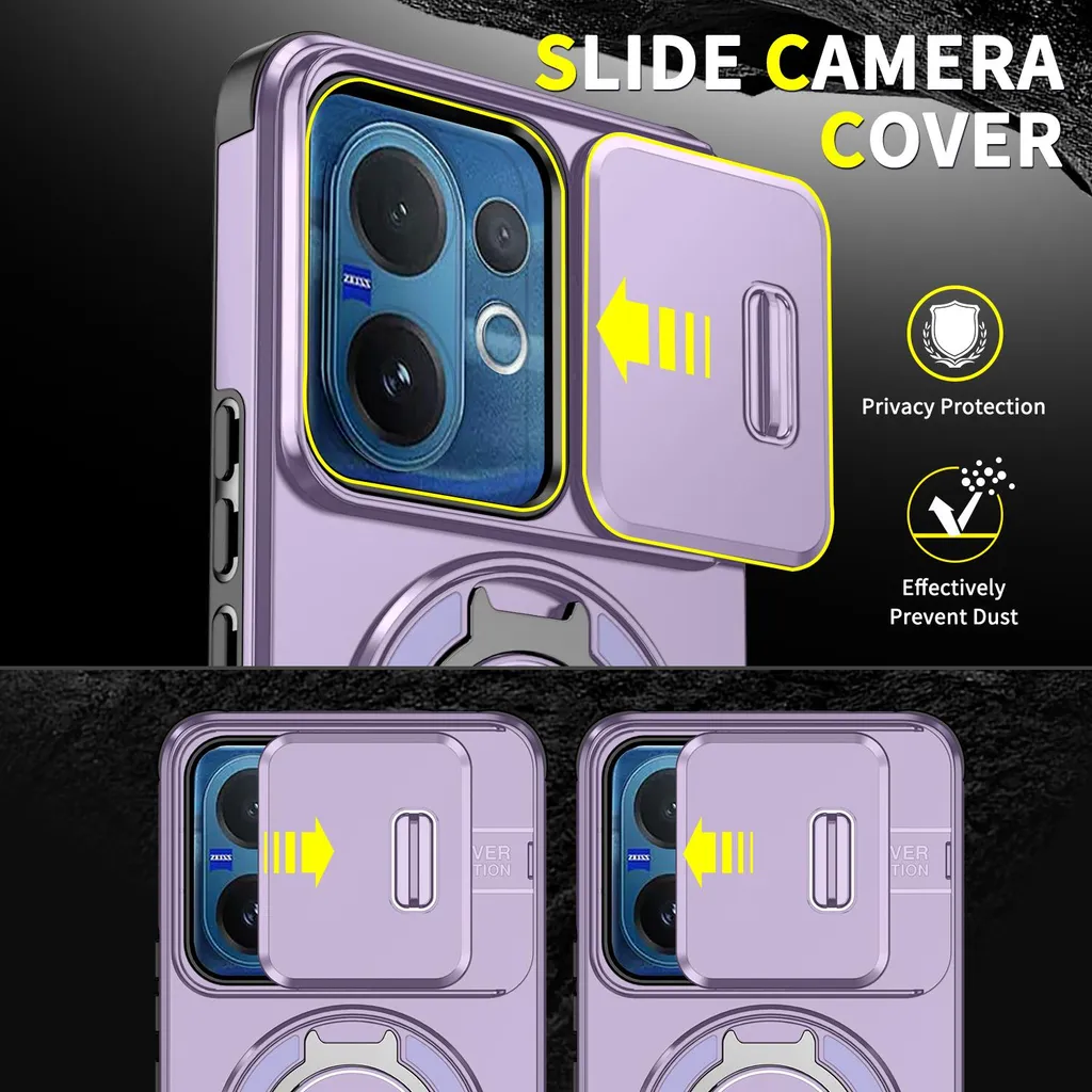 Vivo V60 Case Purple con Supporto Magnetico e Camera Slider - 2