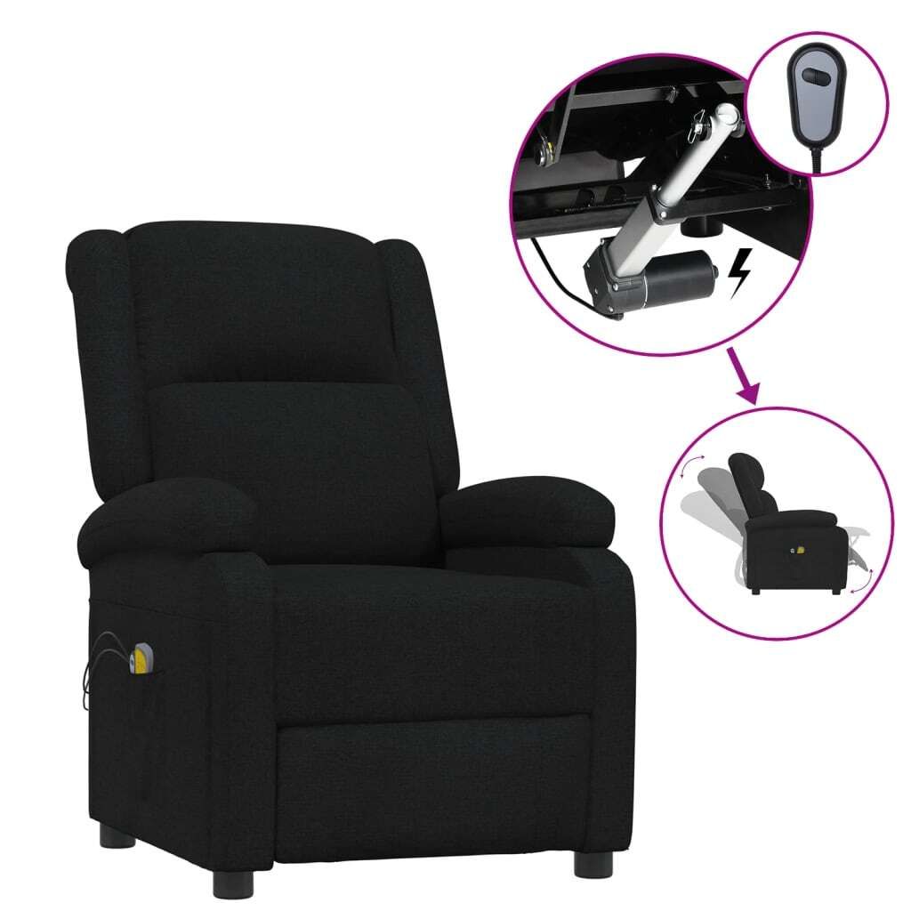 vidaXL Massagesessel Elektrisch Schwarz Stoff