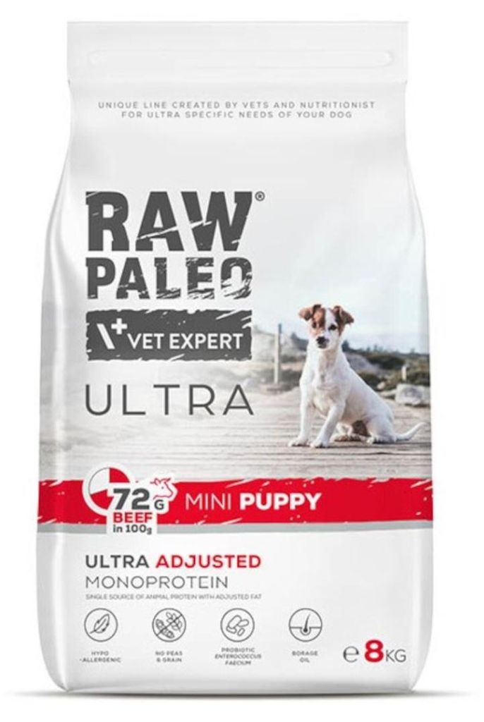 Raw Paleo Ultra Beef Mini Puppy 8kg Sucha Karma z Wołowiną Zdjęcie produktu 