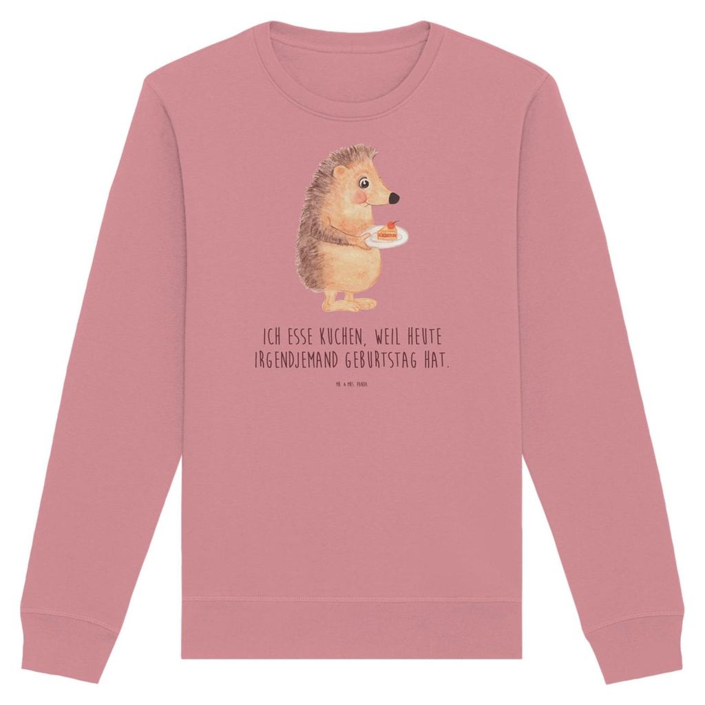 Mr. & Mrs. Panda Bio Baumwoll Pullover Igel Kuchenstück Größe L - Canyon Pink - Geschenk, Torte, Geburtstagskuchen, Sweater, Einladung Party, Lu...