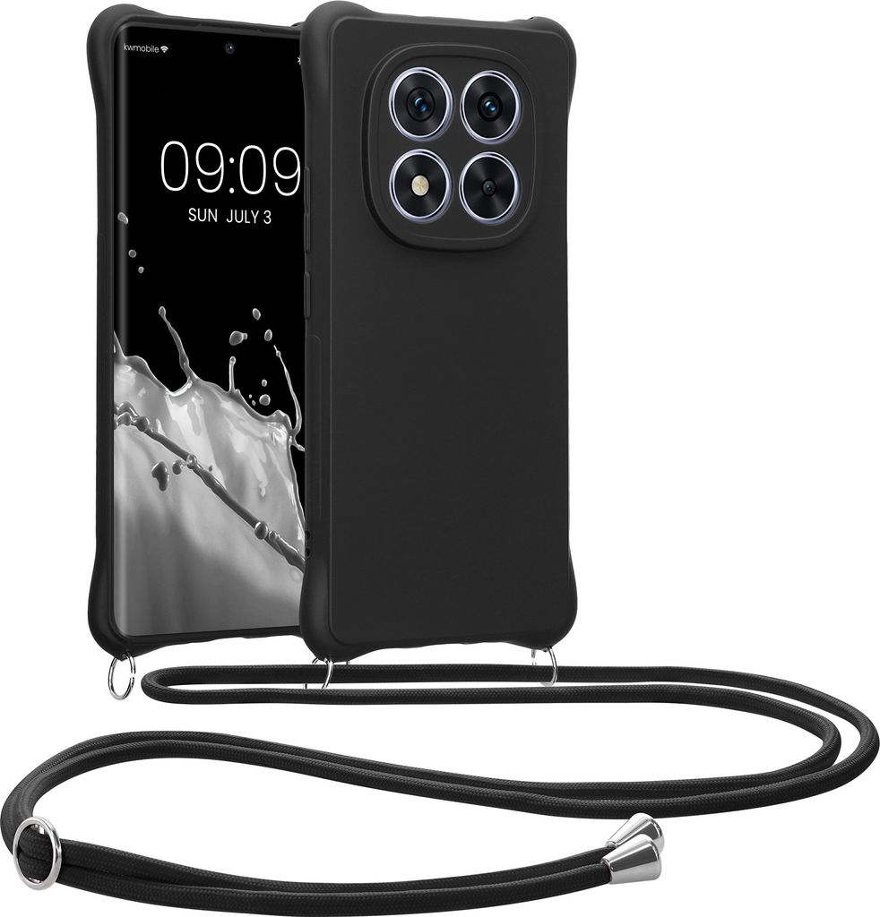 kwmobile Necklace Case kompatibel mit Xiaomi Redmi Note 14 Pro 5G / Poco X7 Hülle - Cover mit Kordel zum Umhängen - Silikon Schutzhülle Schwarz ...