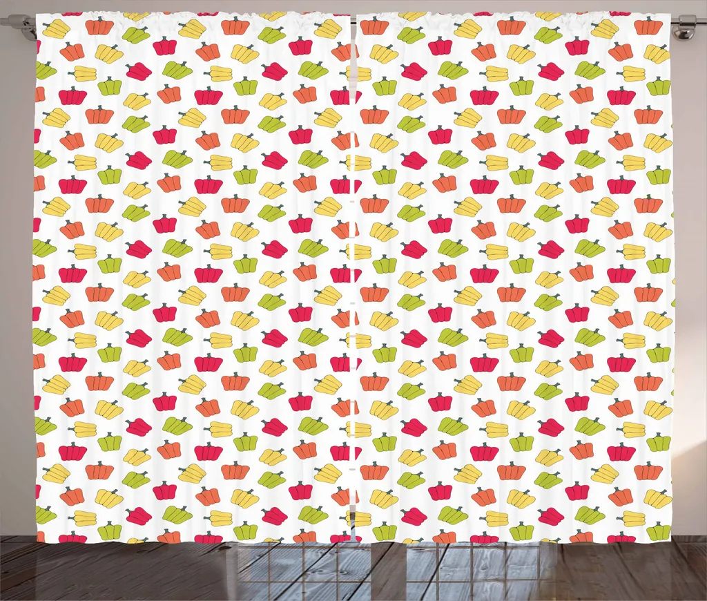 ABAKUHAUS Tenda rustica Pepper, cucina per cameretta bambini con motivi cartoon, tenda con passanti e ganci per camera da letto, 280 x 245 cm, multicolore
