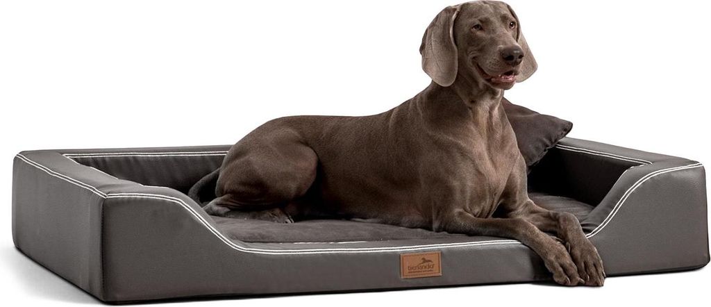 tierlando Orthopädisches LUXUS-Hundebett MELODY LATEX Soft Kunstleder Velours - Größe: 150x100cm | Farbe: 02 Graphit