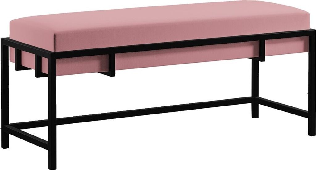 BETTSO Loft Bank LAMO 100 in rosa Stoff, auf einem schwarzen Profil