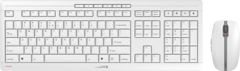 CHERRY STREAM DESKTOP - Tastatur-und-Maus-Set - kabellos - 2.4 GHz - US mit Euro-Symbol - Tastenschalter: CHERRY SX - Pale Gray