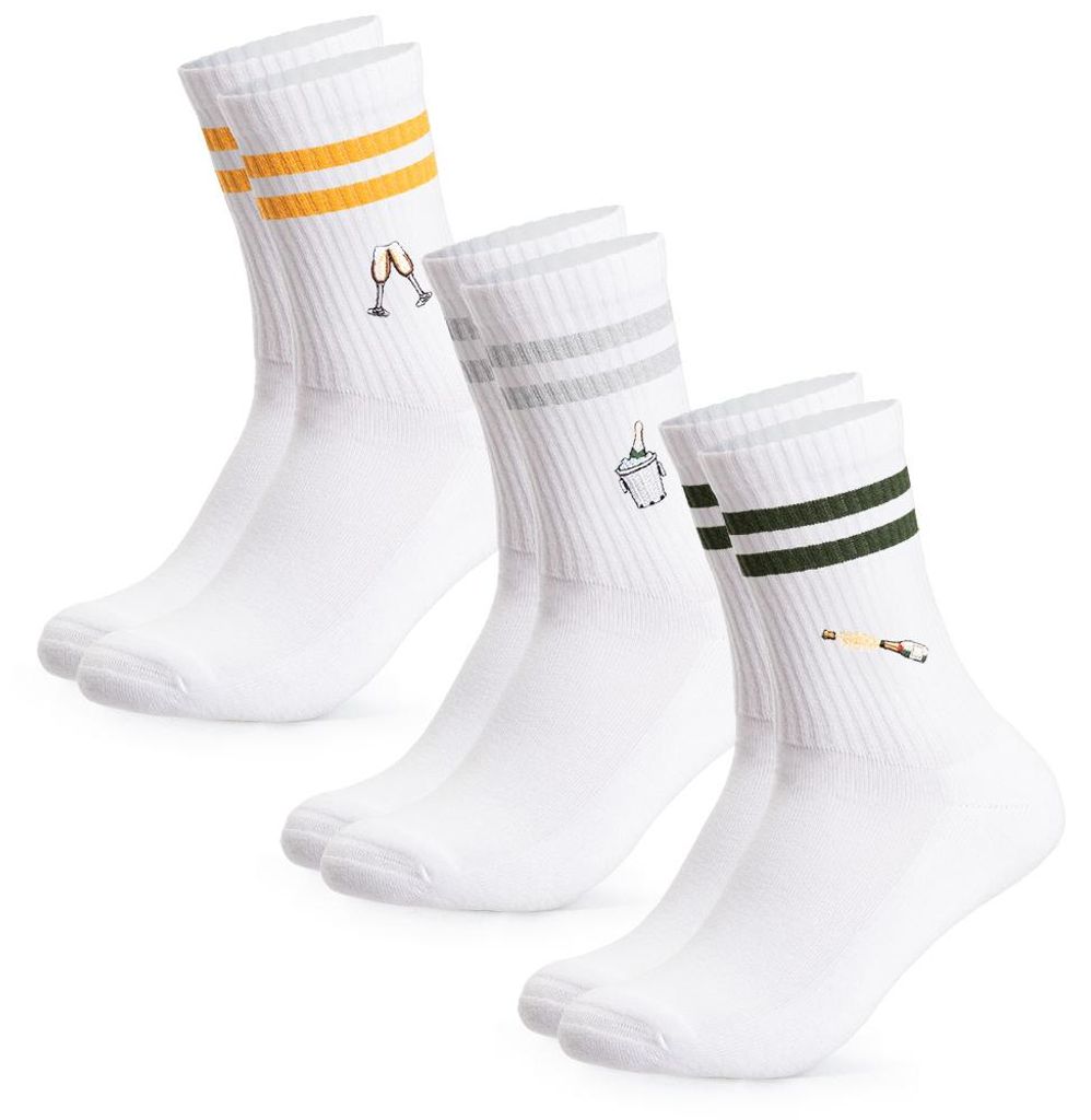 Occulto Damen & Herren Motiv Tennissocken mit Streifen 3er Pack (Modell: Summer)
