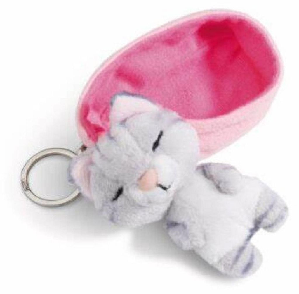 NICI Schlüsselanhänger Sleeping Pets Katze grau getigert Produktbild 