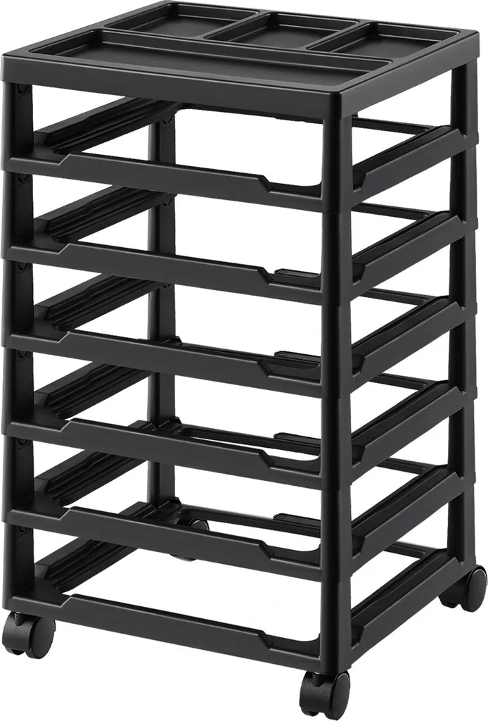 VEVOR Organiseur de Rangement 6 Niveaux Cadre Plastique sur Roulettes