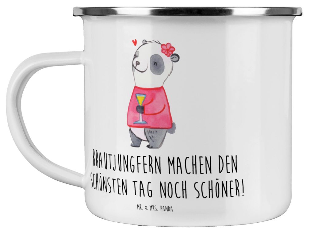 Mr. & Mrs. Panda Emaille Tasse Brautjungfern Wunder - Weiß - Geschenk, Beistand, Engagement, Pott, besondere Momente, Geschenke, unvergesslich, Be...