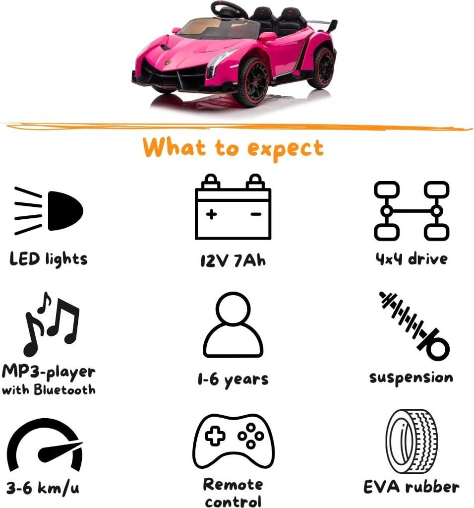 Dětské elektrické auto 12V - Lamborghini Veneno - 1 až 6 Obrázek produktu 6