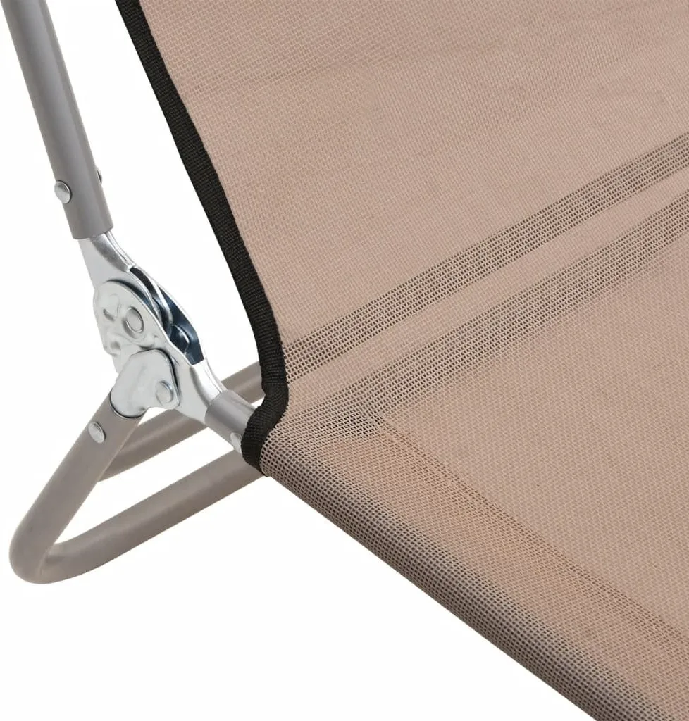 Lettini pieghevoli 2 pezzi. Textilene e acciaio color taupe - 10