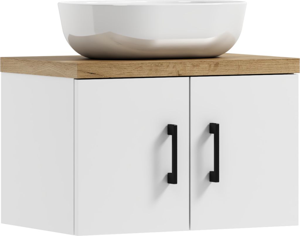 ADK Möbel | Unterbau-Schränkchen, 38,2x60,5x40,5 cm, weiß/craft gold, mit Waschbecken MARKUS 60