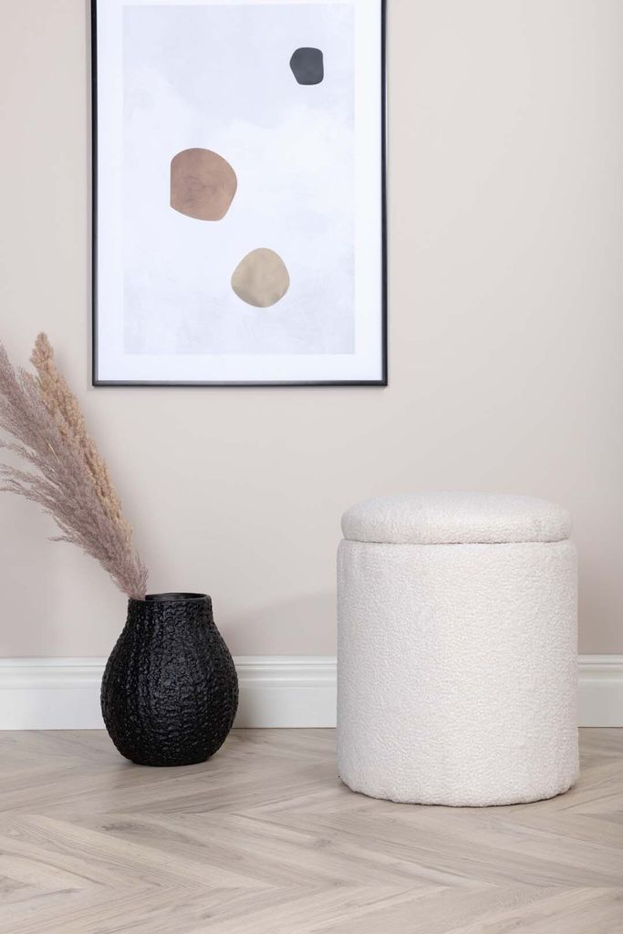 Limpen Pouf Ø32cm mit Aufbewahrung weiß. Produktbild 1