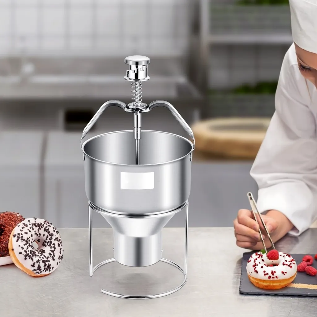 Machine à beignets manuelle inox 2,4L - Distributeur de pâte avec support - 8