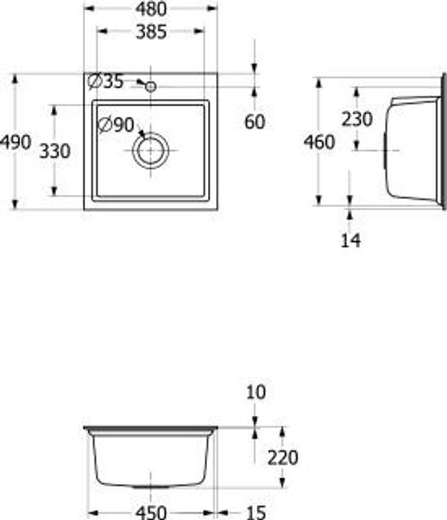 Villeroy & Boch Keramikspüle 33551FR1, Subway Style 50 S Flat Flächenbündige Spüle - inkl.