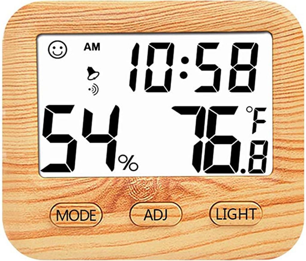 Raumthermometer mit Hygrometer, integrierter Uhr und Zeitanzeige für Zuhause und Büro