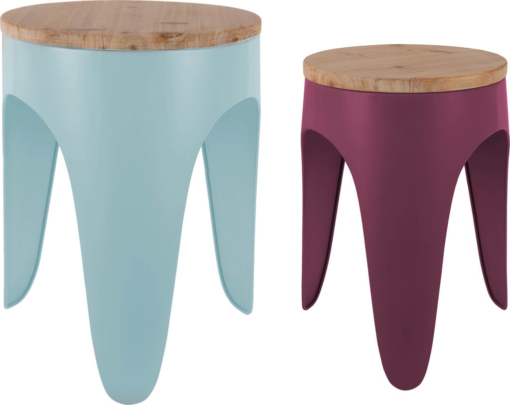 Leitmotiv - Hockerset Double Funky - Zartes Blau & dunkles Mauve