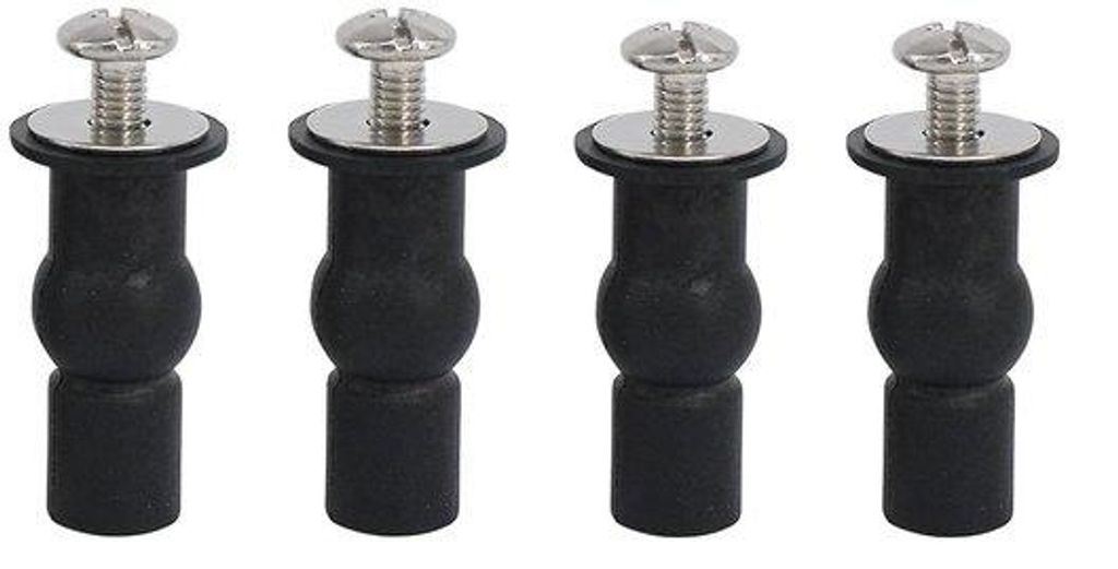 Universal Toiletbevestigings-Set aus Gummi für WC-Brillen und Toiletdeckel (Schwarz) - Set aus 4 Stücken