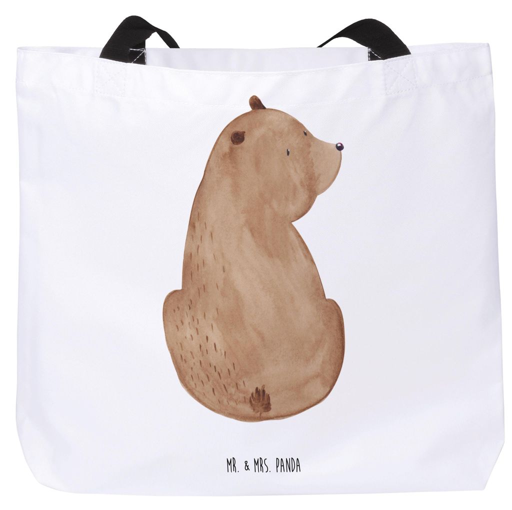 Mr. & Mrs. Panda Strandtasche Bär Schulterblick - Weiß - Geschenk, Laptoptasche, Bären, Tote Bag, Teddy, Selbstachtung, Weisheit, Reisetasche, W...