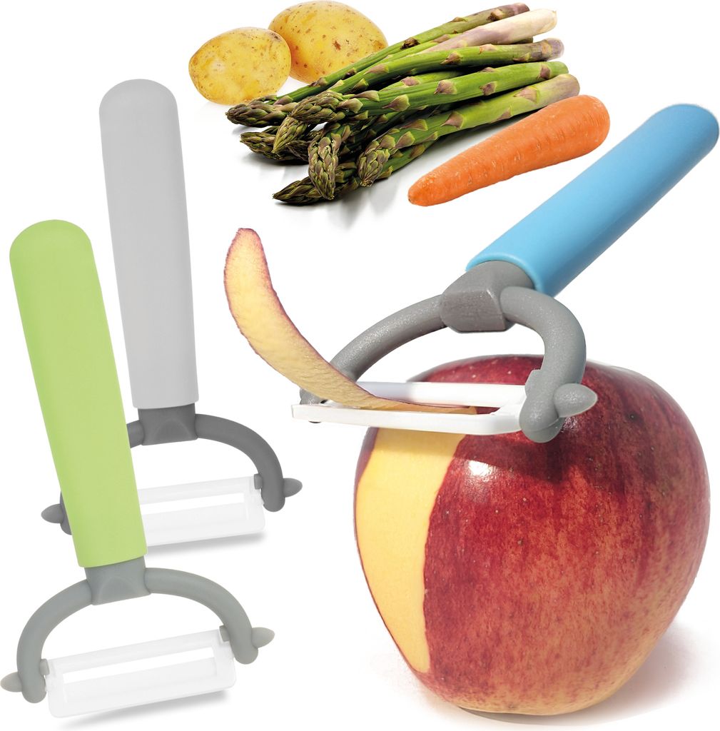 com-four® 3x Sparschäler mit Keramikklinge für Obst und Produktbild 