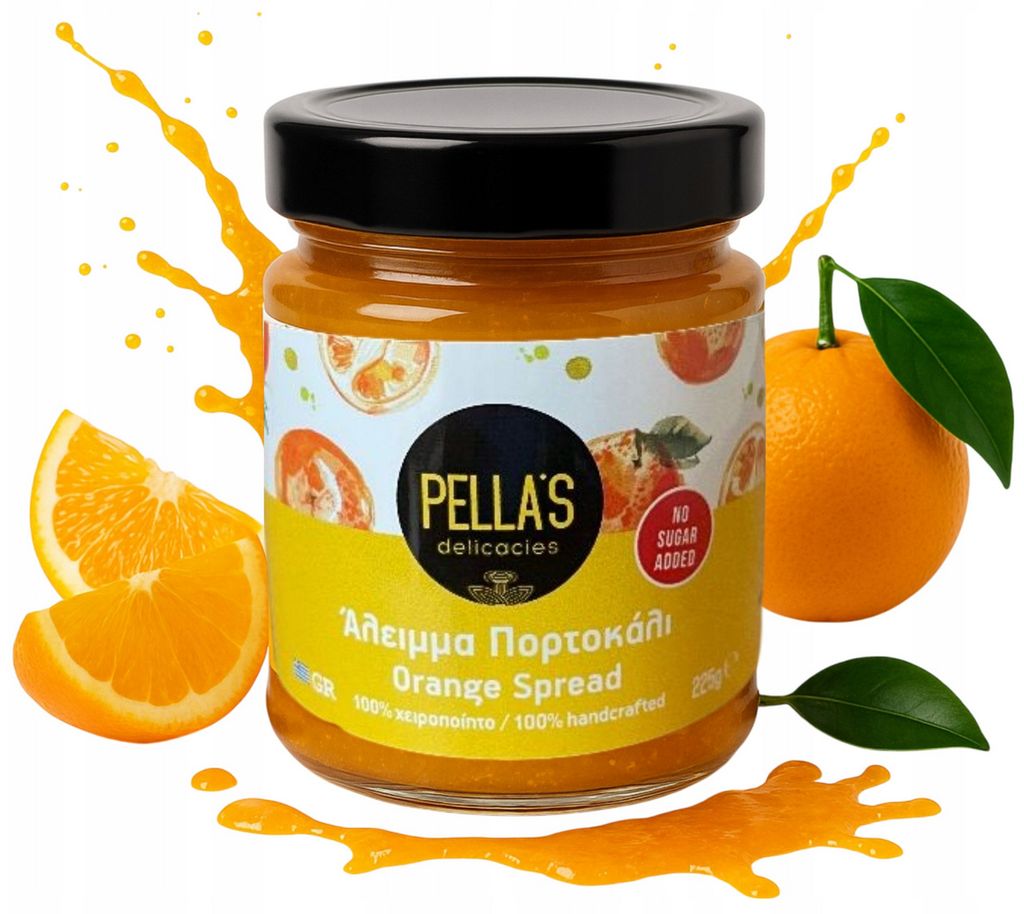 Pella’s Orangenmarmelade ohne Zuckerzusatz 225 g – Natürliche Konfitüre aus Griechenland