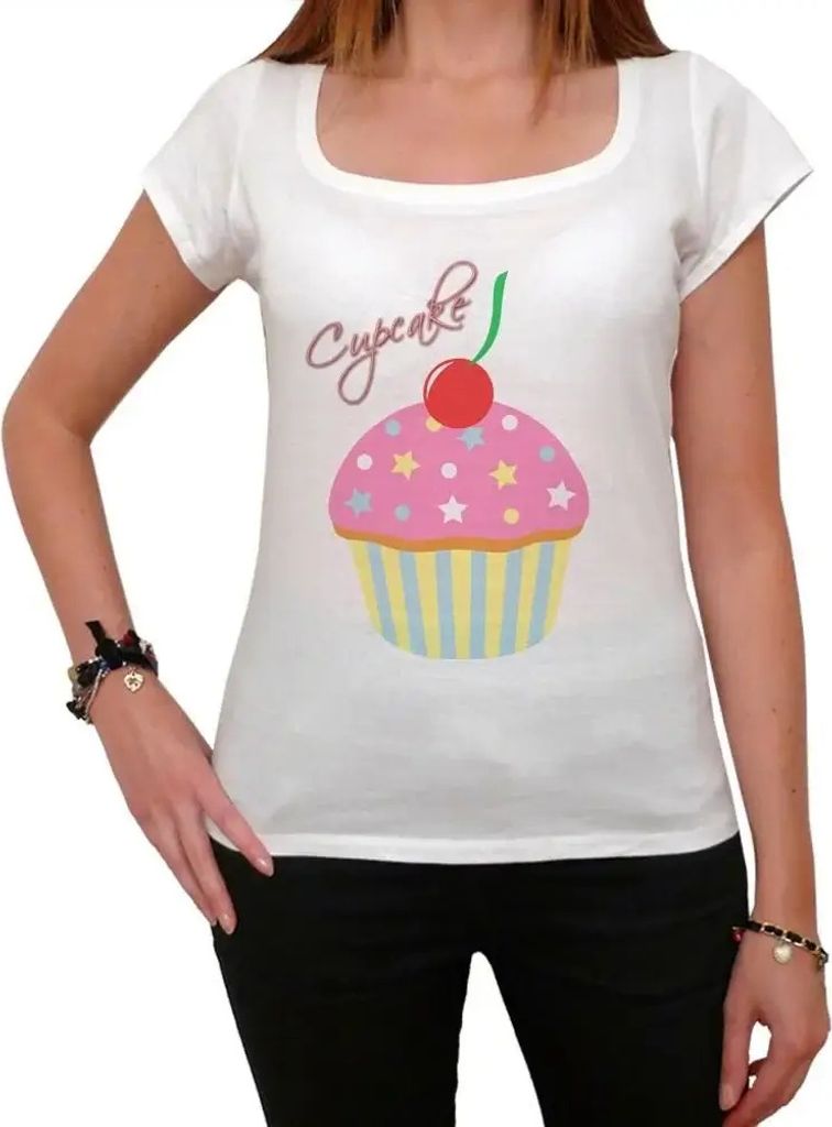 Damen Grafik T-Shirt Cupcake Erdbeere Streusel Kirsche – Cupcake Strawberry Sprinkles Cherry – Öko-Verantwortlich Vintage Jahrgang Kurzarm Lus...