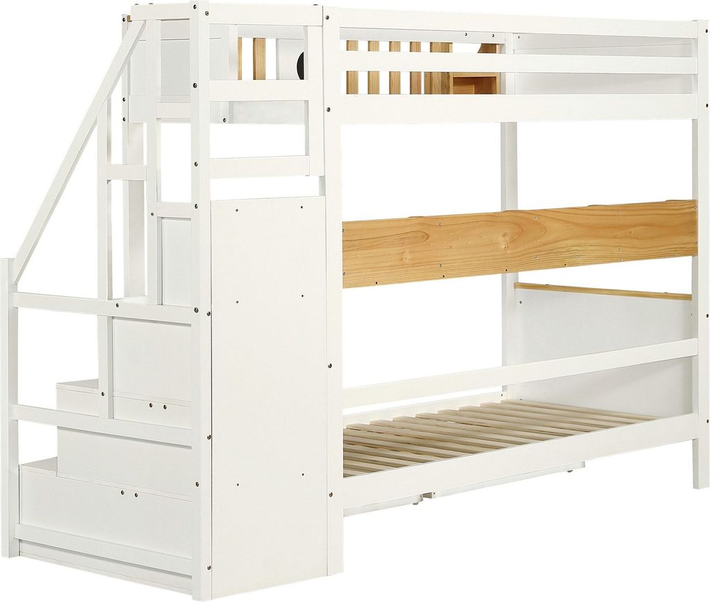 Etagenbett 90x200cm Kinderbett (Ohne Matratze) mit Treppe Produktbild 7