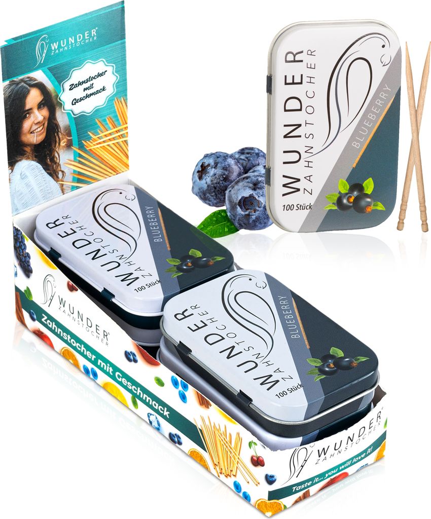 Wunder Zahnstocher Display 6er Pack Blaubeere DS