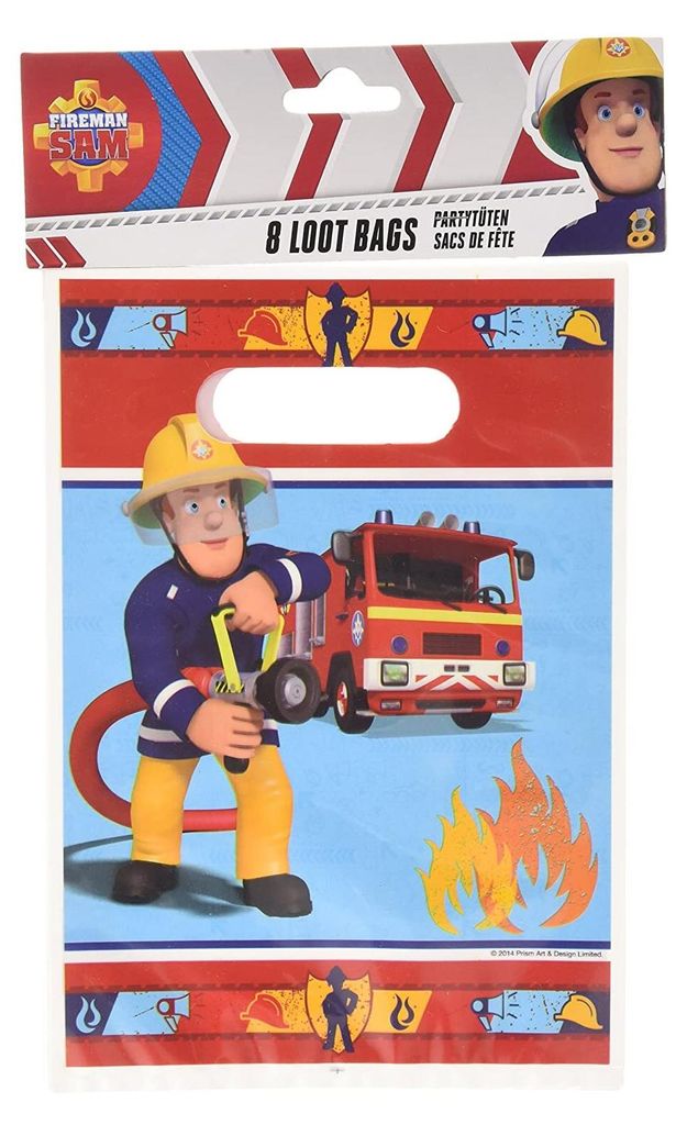 Amscan 998155 - Feuerwehrmann Sam - Geschenktüten (8 Stück) Produktbild 