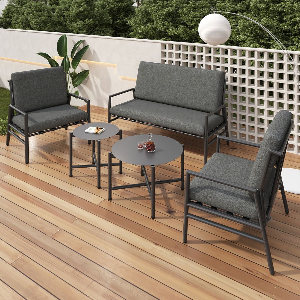 Merax Gartenmöbel-Set für 4 Personen, 5-tlg. Sitzgruppe mit Produktbild 2