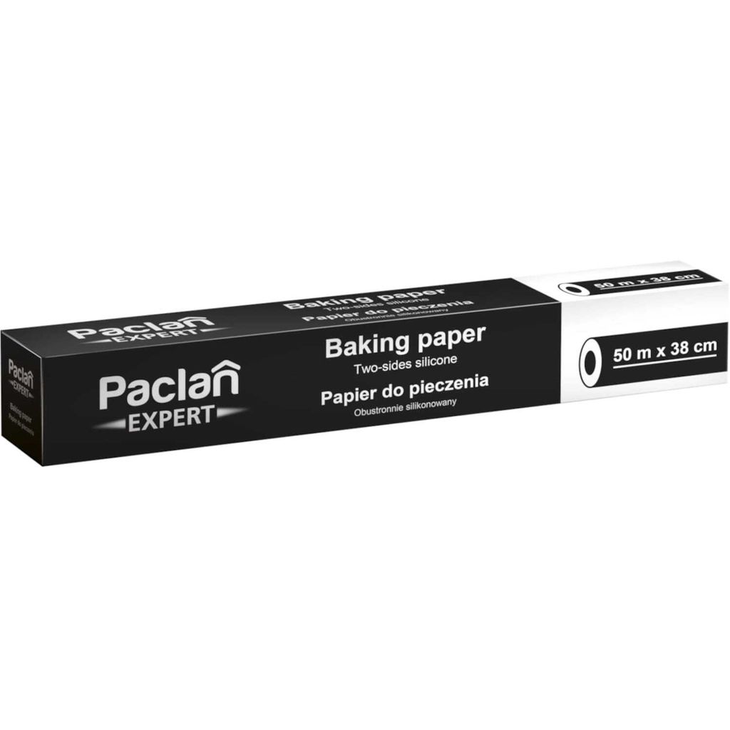 A roll of baking paper in its packaging.