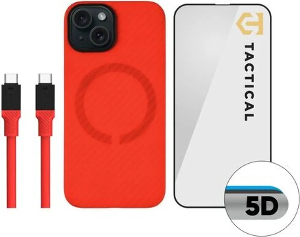Évitez les Bris d'Écran sur iPhone 15 - Tactical Combo Rouge Protecteur
