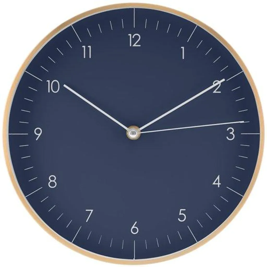 Horloge de cuisine bleue et or au design moderne - Décoration Murale Chic