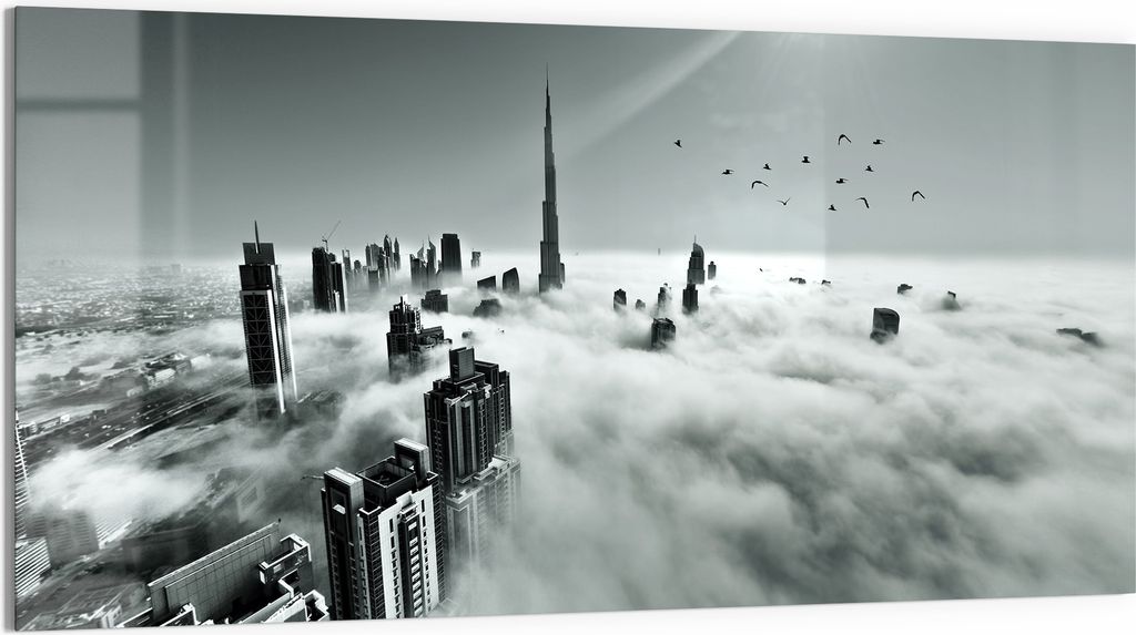 DEQORI Glasbild Acryl 100x50 cm 'Himmel über Dubai' Wandbild Bild modern Deko
