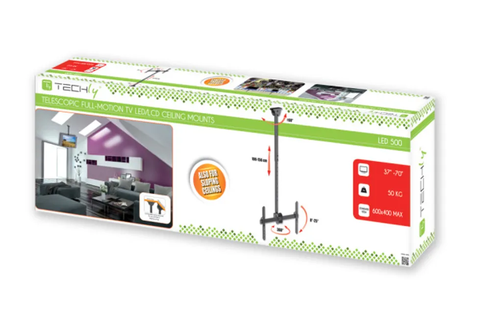 Support Plafond TV Télescopique à Bras Long pour Écran LCD et LED - 16